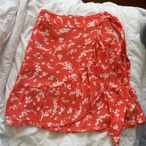 Orange and white floral ruffles gap skirt